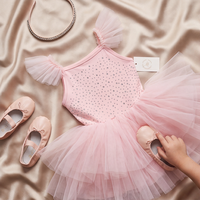 Nouvelle arrivée, robe de tutu de danse pour filles avec manches bouffantes brillantes, vêtements d'entraînement de danse