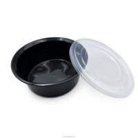 Conteneur alimentaire rond en PP de 1000 ml avec couvercle pour plats à emporter, bac de stockage jetable pour traiteur, compatible micro-ondes, anti-fuite, qualité alimentaire, sans BPA