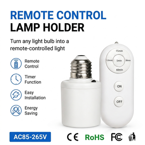 Support de lampe intelligent E27 avec télécommande, fonction minuterie et capteur de mouvement PIR - Adaptateur de prise d'éclairage sans fil universel - Product Image 1