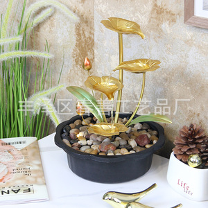Fuente de agua Feng Shui con diseño de planta metálica, decoración interior para sala de estar, escritorio, oficina, regalo. - Product Image 3