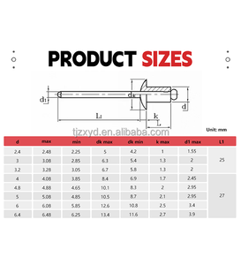 Todos los tamaños Pop Rivet Metal SS304 SS316 Remaches Ciegos <span class=keywords><strong>Remache</strong></span> ciego - Product Image 5