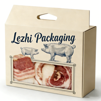 Bacon de cerdo premium marinado a medida, cortado a mano y de cocción a baja temperatura, en caja portátil con ventana.