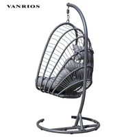 VANRIOS-Balançoire en métal pliable en forme d'oeuf, mobilier d'extérieur, chaise de camping avec corde Olifen