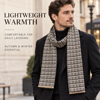 Écharpe tricotée haut de gamme en laine et viscose respirante pour homme, châle à carreaux polyvalent, cadeau pour petit ami