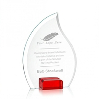 Trophée-plaque en cristal de verre personnalisé avec gravure, marque YL, impression UV, design portable, base transparente, emballage en boîte cadeau