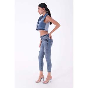 Pantalones Vaqueros Ajustados de Cintura Alta, Transpirables, Casuales, con Estampado, Corte Holgado, Talla XL - Product Image 3