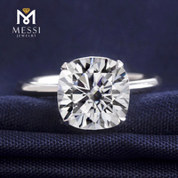 MS-236 Messi Bijoux 18k or véritable 4 carats coussin coupe moissanite diamant bague bijoux