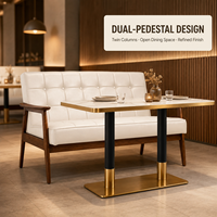 Ensemble de salle à manger classique avec table en pierre frittée pour café, ensemble de banquette pour hôtel et salle à manger