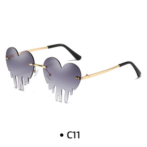 Gafas de Sol de Lente de PC sin Montura, Forma de Lágrima, Marco de Plástico y Metal, Color Degradado, Unisex, Moda - Product Image 1
