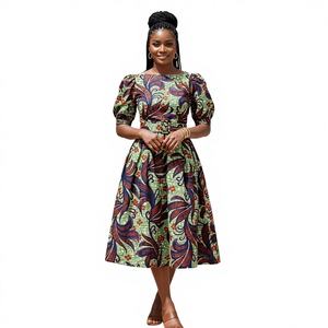 Tela africana Timeless Grace 100% algodón de alta densidad con estampado de cera auténtica para vestidos de boda informales, cortinas y camisas - Product Image 1