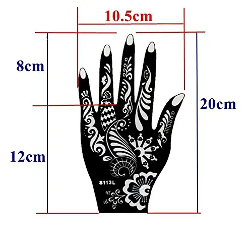 6 Pieces Índia Henna Tatuagem Kit Estêncil para As Mulheres Menina Mão Arte Pintura Temporária Etiqueta Do Tatuagem Glitter Modelos 20X10.5cm