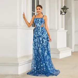2023 A-Line Ruched Tulle Blue Woman Casual Bridesmaid Wedding Dresses For Bridesmaid