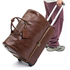 패션 디자인 더플 백 확장 가능한 롤링 여행 가방 비건 가죽 트롤리 수하물 가방 부드러운 바퀴 운반 - Product Image 1
