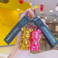 Nouveaux porte-clés en acrylique coloré de haute qualité, ours en peluche de dessin animé violent, brillant, 3D, léger, couleurs personnalisées pour