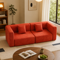 Modulares Würfel-Sofa 2-Sitzer Ecksofa Kompaktes Loveseat für Kleine Wohnzimmer Hochdichter Schaumstoff Quadratisches Blockdesign Apartment