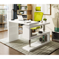 Table de bureau moderne en surface solide, design torsadé thermoformé, matériau bois/pierre, finition ultra brillante, prise escamotable