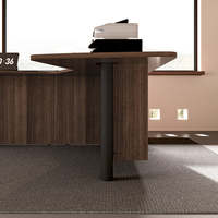 Bureau de direction en forme de L de luxe, bureau de patron en bois avec armoire de rangement, mobilier de bureau