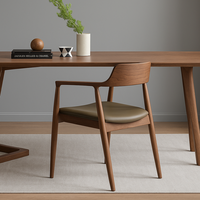 Chaise Moderne en Bois avec Dossier et Accoudoirs, Chaise de Salle à Manger Nordique en Bois Massif, Chaise Simple pour Négociations et Réunions