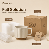 Mug à café en céramique personnalisé de style nordique à rayures verticales 250 ml, tasse à cappuccino, latte, expresso pour cadeaux d'affaires et usage quotidien