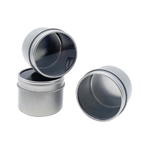 Boîte en métal argentée ronde de 4 oz personnalisable de qualité supérieure avec couvercle à clip et fenêtre transparente en PET