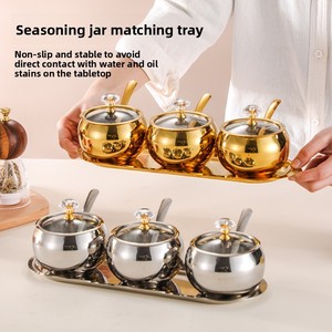 Stainless Steel Modern Light Luxury Seasoning Jar Set with Lid <strong>for</strong> Home <strong>Kitchen</strong> Food Container <strong>Storage</strong> - Product Image 2
