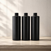 Bouteille en plastique PE noire de 1000 ml, grande capacité, avec bouchon à vis, pour liquides de nettoyage ménager, cosmétiques, récipient de recharge, logo personnalisé