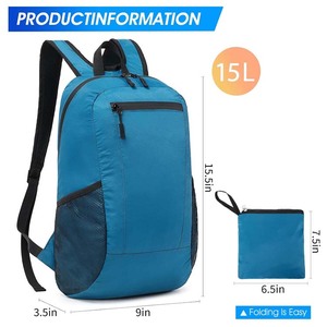 Sacs à dos pliables ultralégers pour l'escalade en plein air, <span class=keywords><strong>sac</strong></span> à dos <span class=keywords><strong>de</strong></span> <span class=keywords><strong>sport</strong></span> en polyester 15L, imperméable, pliable, léger, pour la <span class=keywords><strong>randonnée</strong></span> - Product Image 5