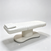 Table de massage électrique à trois moteurs en cuir beige et marron clair, lit de luxe pour extensions de cils, lit de spa pour sourcils, chaise de massage