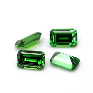 松散的合成cz宝石人造锆石八角形翡翠切割绿色立方氧化锆