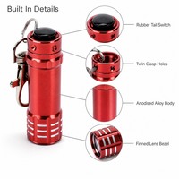 Senter LED Mini Aluminium Gantungan Kunci Logo Kustom Senter Kecil Portabel untuk Hadiah Promosi