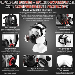 Máscara respiratoria de cara completa con certificación CE, filtro para gases ácidos, protección de seguridad mejorada con TPU, respirador desechable y reutilizable - Product Image 4