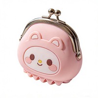 Porte-monnaie en silicone transparent à motif dessin animé OEM, porte-clés, mini sac de rangement à 4 compartiments, porte-cartes de crédit portable pour