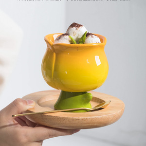 Nouveauté créative personnalisée, cadeau, tasse mignonne, tasse à café avec fleur de tulipe, crème glacée, dessert, salade, bagatelle, mousse au yaourt, tasse à thé florale - Product Image 4