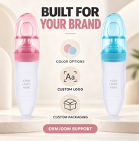 Biberon souple en silicone personnalisé avec cuillère en silicone pour bébé, cuillère d'alimentation pour bébé
