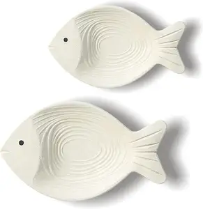 Piece White Wooden Vintage Coastal Wall Hanging Decor Fish Art For Home Bathroom Patio Pool