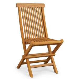 Teak Folding Garden <b>Chair</b> Outdoor Wooden <b>Rustic</b> Style Tapered Leg Portable Furniture for Villa - Product Image 1