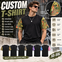 T-shirt streetwear personnalisé pour homme, manches camouflage, tee-shirt oversize, logo personnalisé, marque privée, vêtements OEM