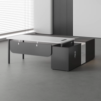Bureau de direction MEKIA avec armoire latérale, table de 1,6 m et chaise, combinaison moderne et simple pour bureau, en PVC ignifuge