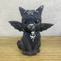 Dessin animé sorcière chat Sculpture gothique chaton résine ornement Halloween magique hibou Statue pour nouveauté cadeaux jour des morts décoration