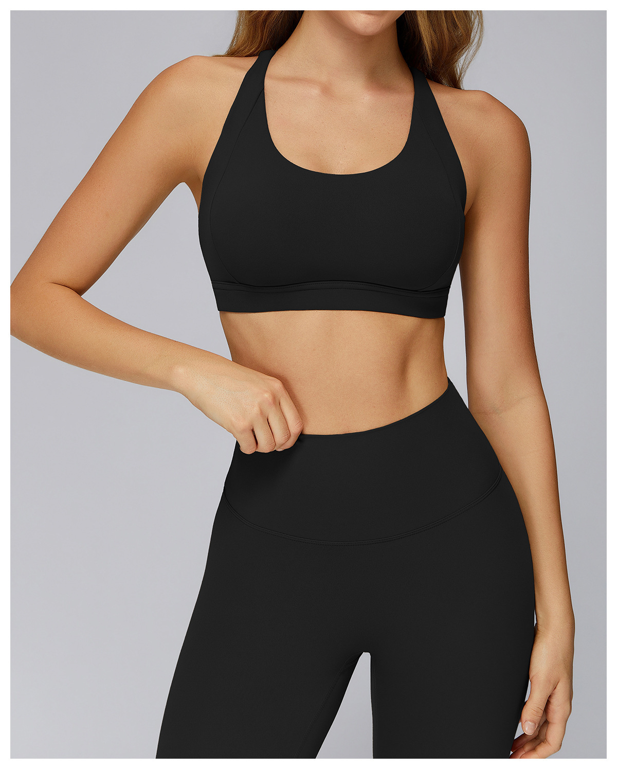 Sportswear Yoga Bra Breathable Plus Size Double Y Back Straps Crossed Widen Hem Waistband Strength Support U Collar Padded Crop