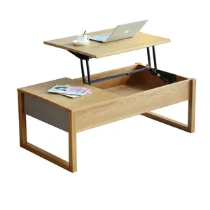 Роскошные умные складные журнальные столики из массива древесины ясеня, настольный стол с регулируемым настольным ящиком для хранения