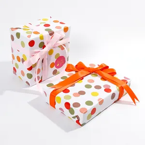 New Design Kids Birthday Dot Printing Gift Wrapping Paper 43*300 Cm Colorful Roll Everyday Paper