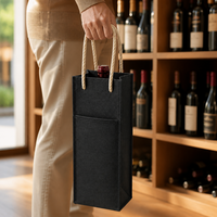 Sac à vin pliable non tissé, emballage cadeau, porte-bouteille de vin, poignée en corde, logo personnalisé, sac réutilisable, vente en gros pour supermarchés