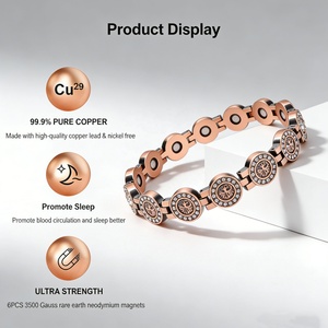 Pulsera Clásica de Cobre Puro para Mujer, Diseño Personalizable con Incrustaciones, Cadena Magnética, Joyería con Tratamiento de Reparación - Product Image 3