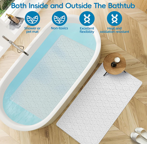 Tapis de bain antidérapant WRISIN avec ventouses - Tapis de salle de bain 100% caoutchouc texturé pour la sécurité de la <span class=keywords><strong>baignoire</strong></span> et de la douche - Product Image 3