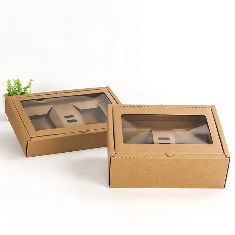 Personalizzato mini kraft di carta biscotti di imballaggio del bigné scatole con inserto di carta