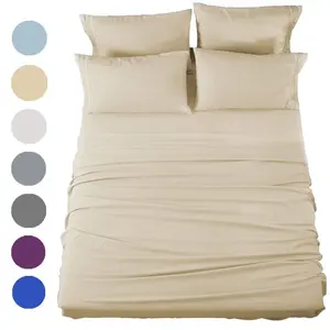 Queen Sheet Set Bed Sheets 1800 Ultra Soft Woven 40 Plain Hotel Microfiber Brush 100% Polyester Fabric