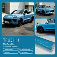 Film de protection TPU Miami Blue PPF brillant et coloré, compatible OEM, 7,5 mil, 90 % anti-UV, pour enveloppement complet de voiture, adapté à toutes les voitures