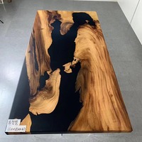 Table en résine époxy bleu rivière, design spécial haut de gamme en bois de noyer