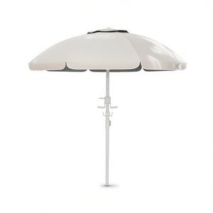 Sombrilla de Playa Blanca Crema para Exteriores, Tela de Poliéster, Varilla de Aleación de Aluminio, 2.5M de Diámetro, para Patio, Jardín, Protección Solar - Product Image 1